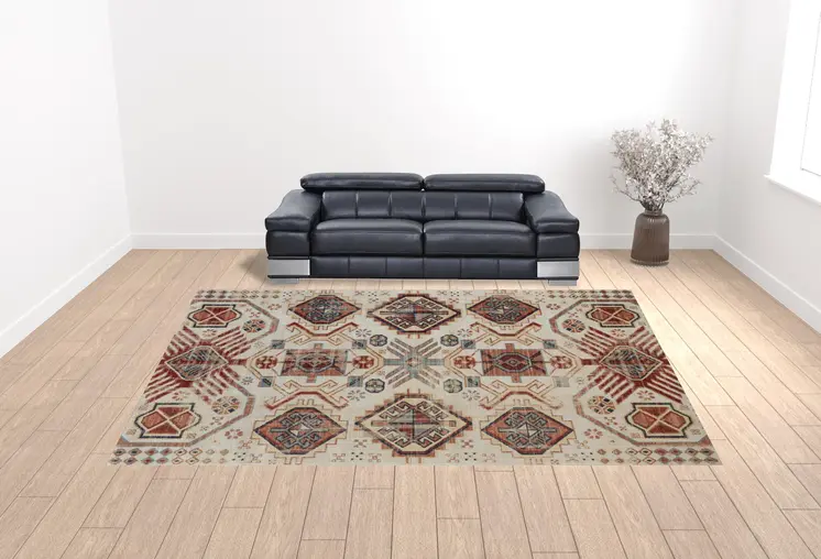 13' X 15' Abstract Power Loom Distressed Area Rug