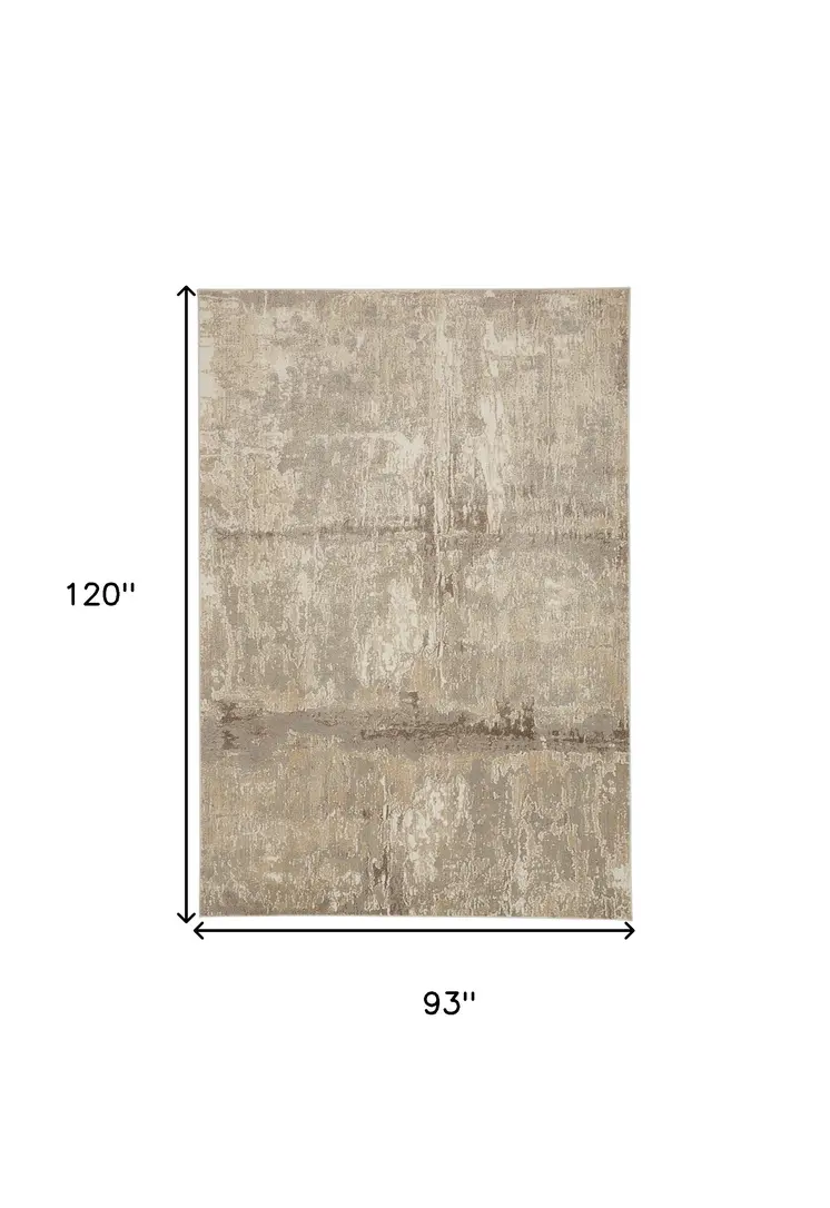 8' X 10' Tan Ivory And Brown Abstract Area Rug