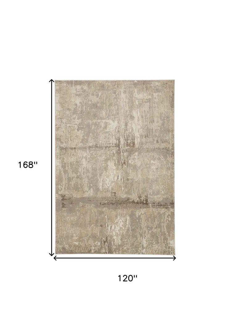 10' X 14' Tan Ivory And Brown Abstract Area Rug