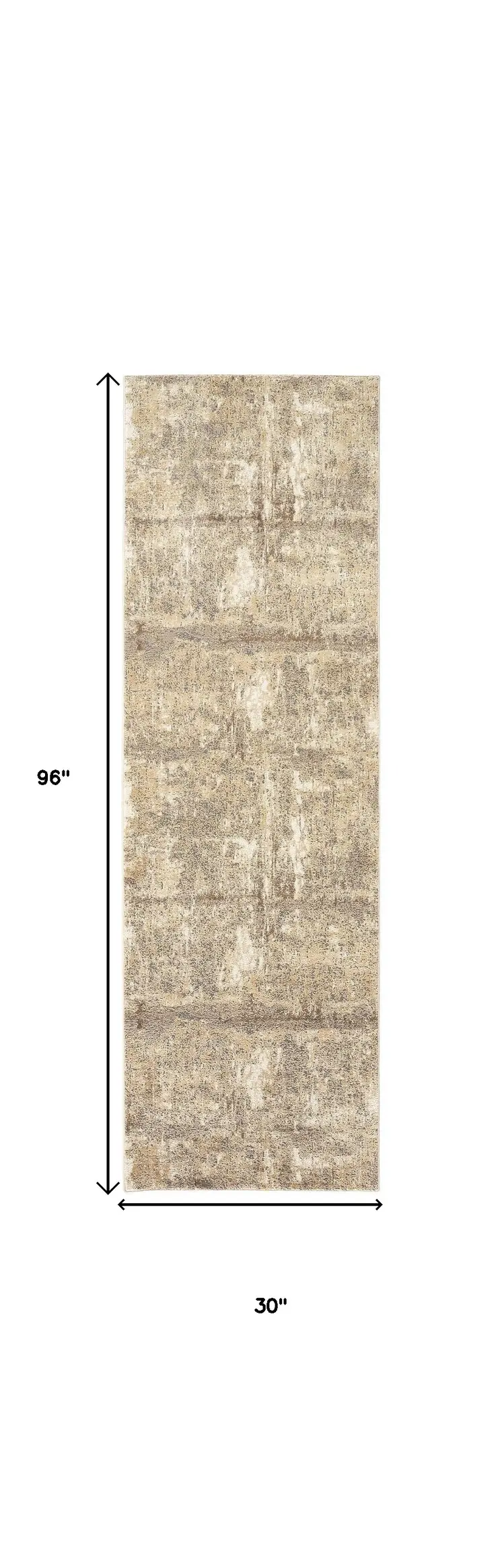 8' Brown and Ivory Abstract Distressed Runner Rug
