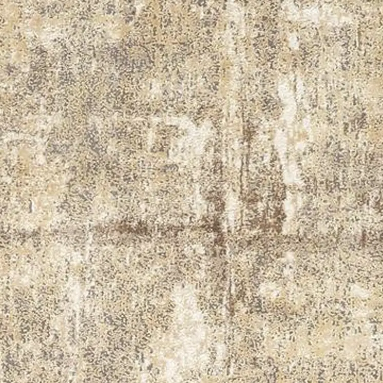 8' Brown and Ivory Abstract Distressed Runner Rug