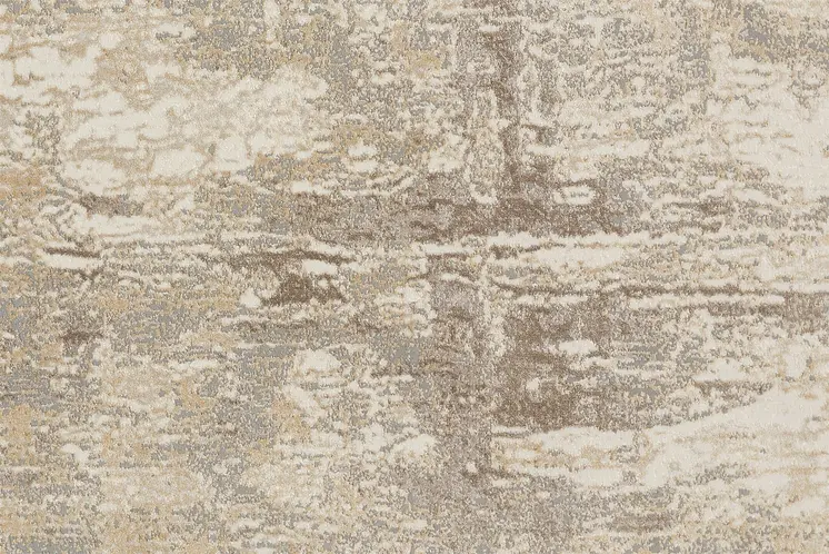 8' Tan and Ivory Abstract Non Skid Round Rug