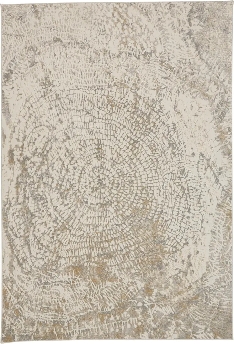 8' X 10' Ivory Tan And Gray Abstract Area Rug