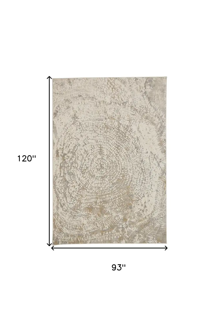8' X 10' Ivory Tan And Gray Abstract Area Rug