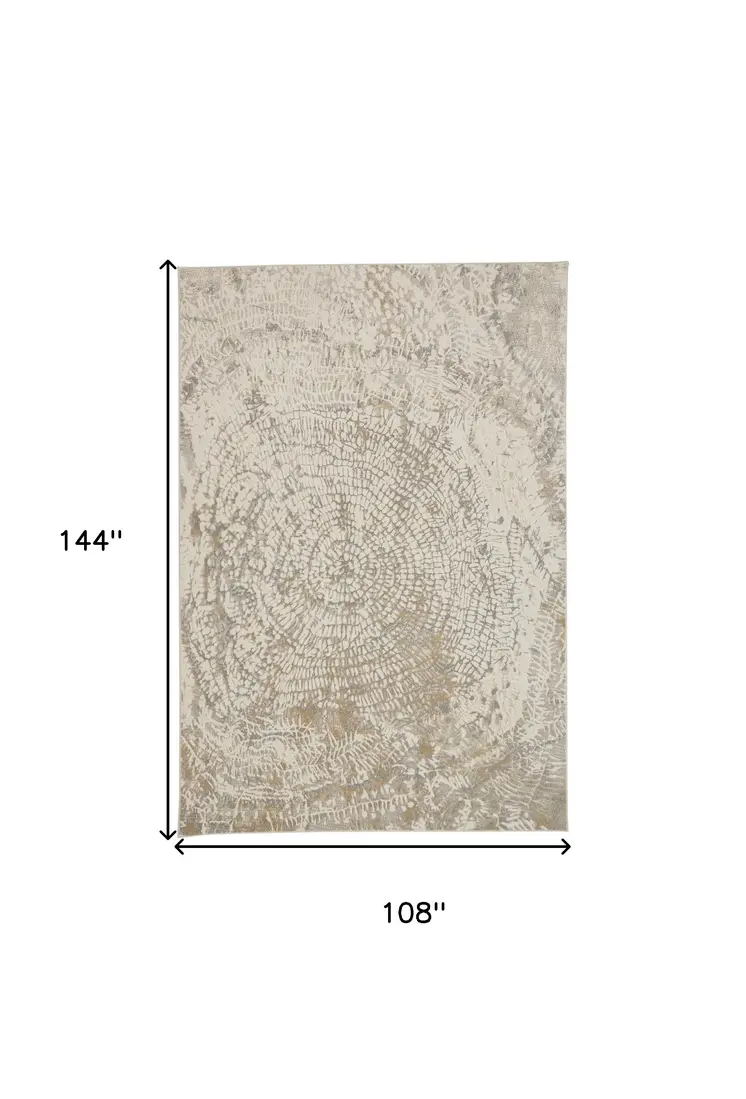 9' X 12' Ivory Tan And Gray Abstract Area Rug