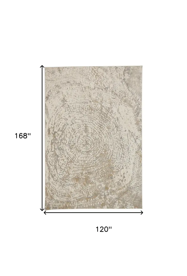 10' X 14' Ivory Tan And Gray Abstract Area Rug