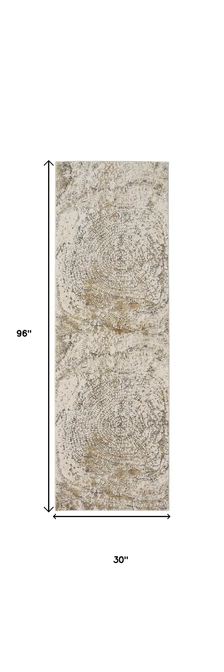 8' Brown and Ivory Abstract Distressed Runner Rug