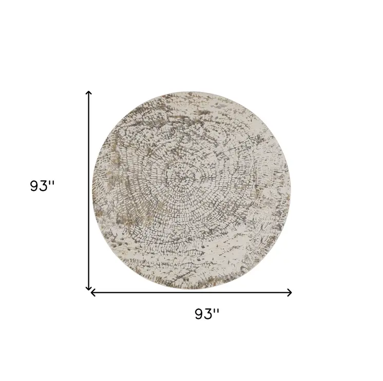 8' Gray and Ivory Abstract Non Skid Round Rug