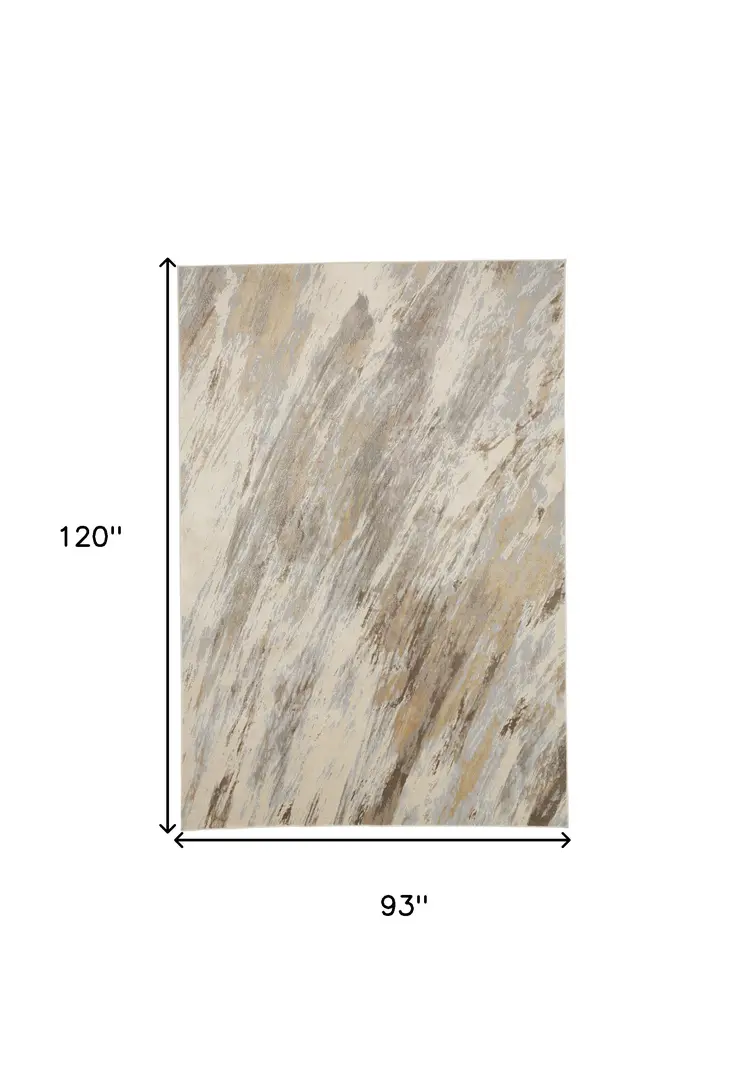 8' X 10' Ivory Tan And Brown Abstract Area Rug
