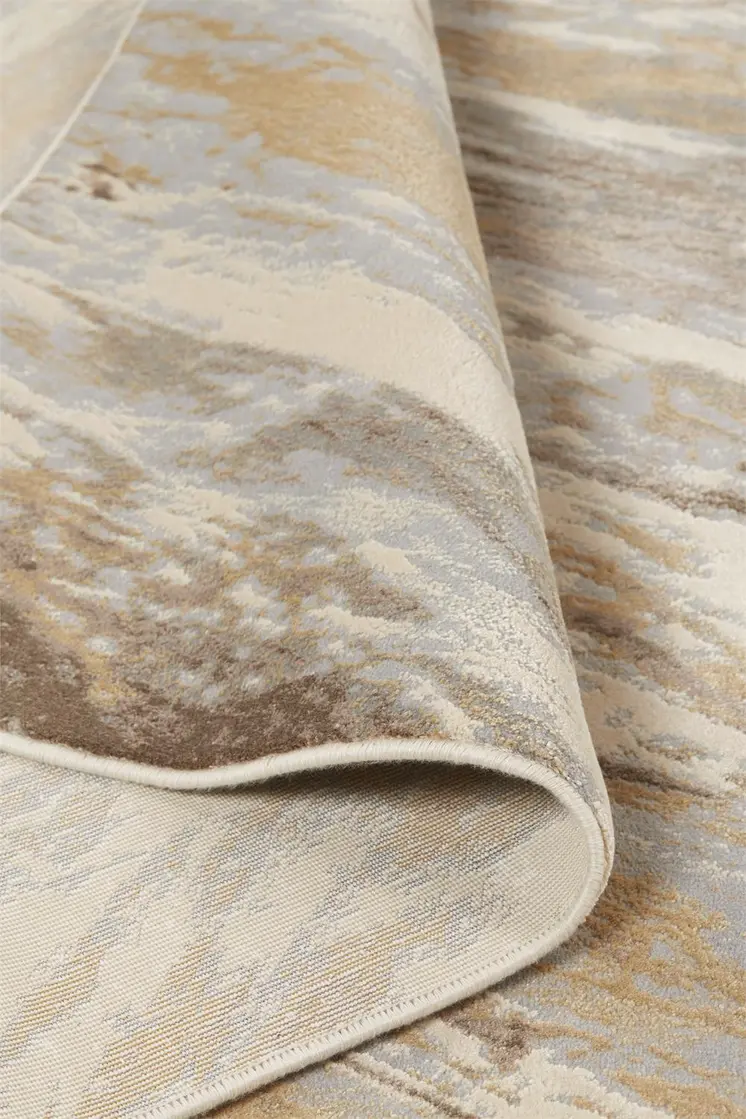 10' X 14' Ivory Tan And Brown Abstract Area Rug