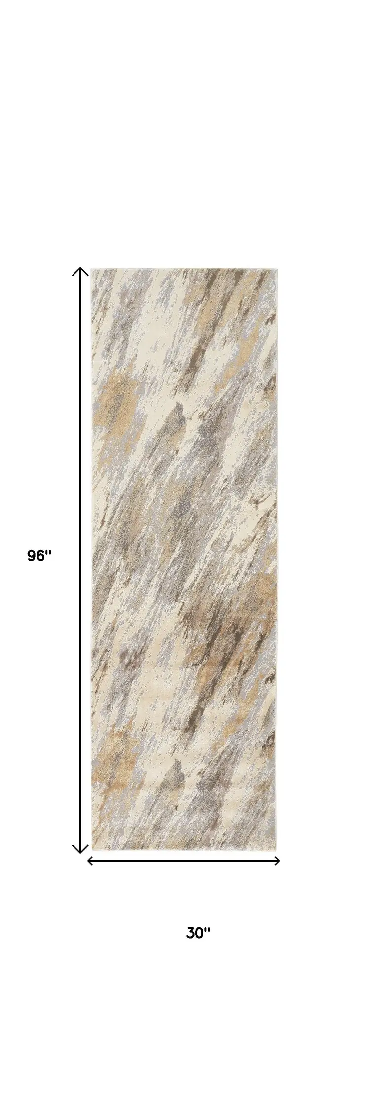 8' Brown and Ivory Abstract Distressed Runner Rug