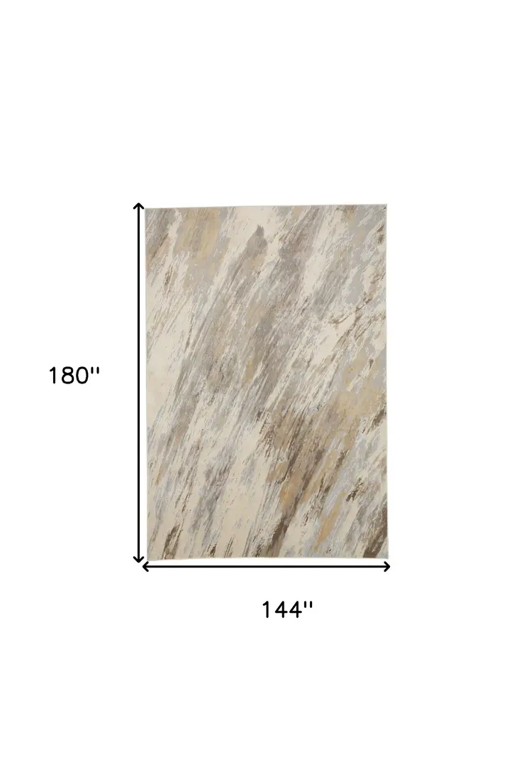 12' X 15' Ivory Tan And Brown Abstract Area Rug
