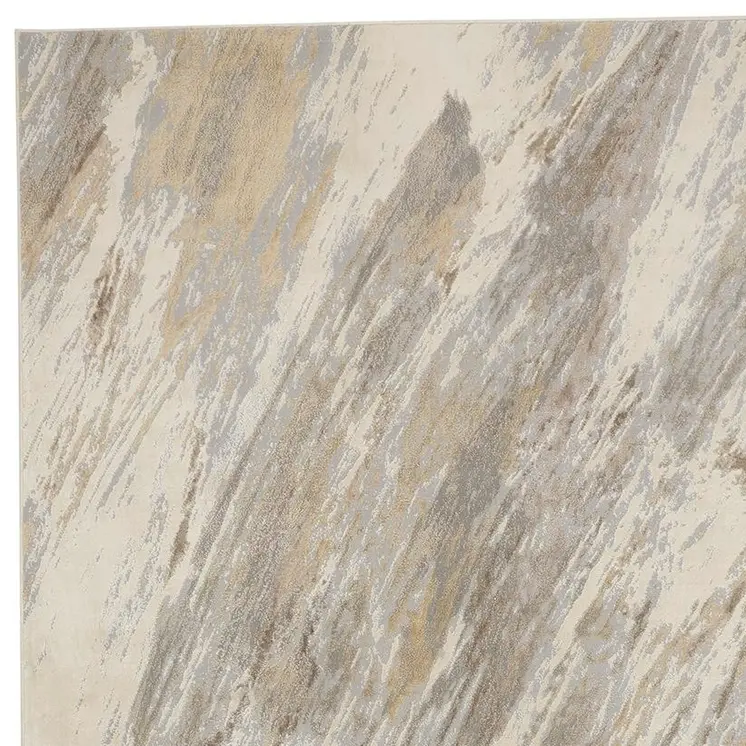 12' X 15' Ivory Tan And Brown Abstract Area Rug