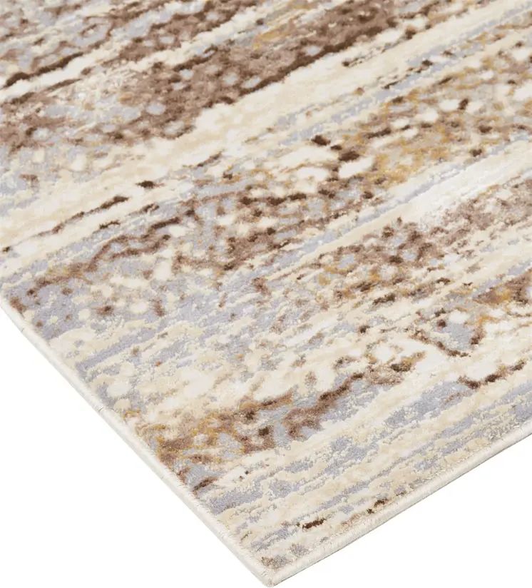 4' X 6' Tan Ivory And Brown Abstract Area Rug