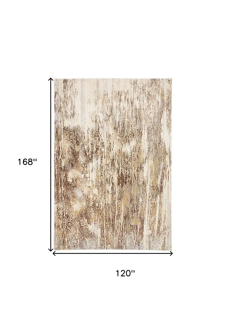 10' X 14' Tan Ivory And Brown Abstract Area Rug