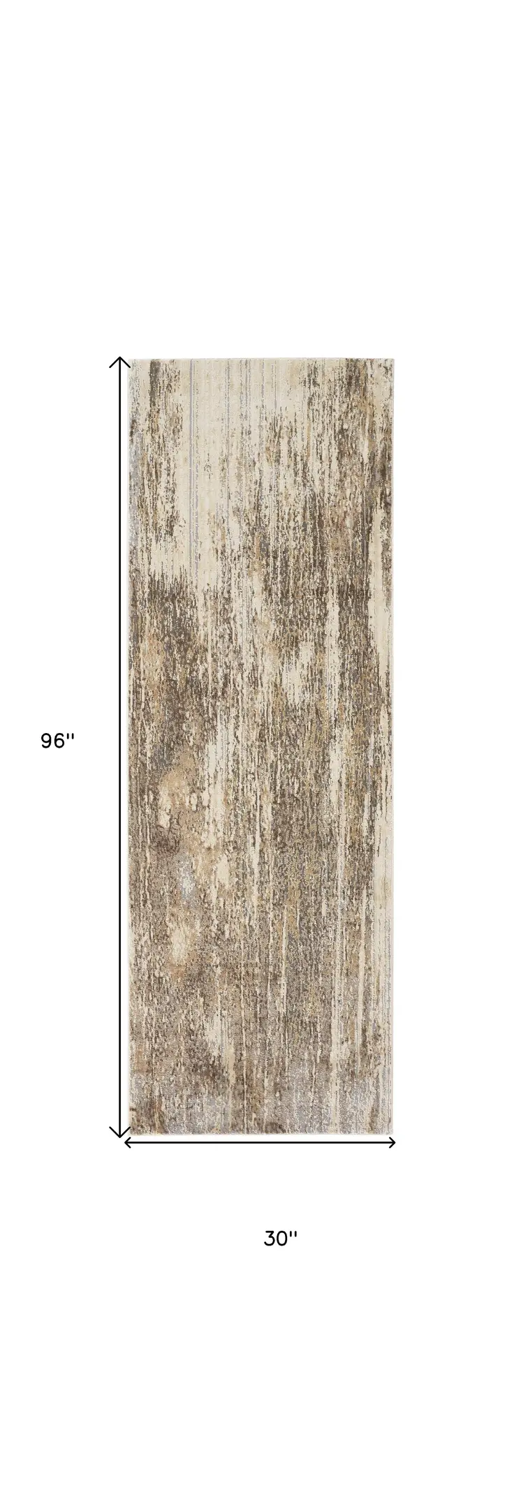 8' Tan and Ivory Abstract Non Skid Runner Rug