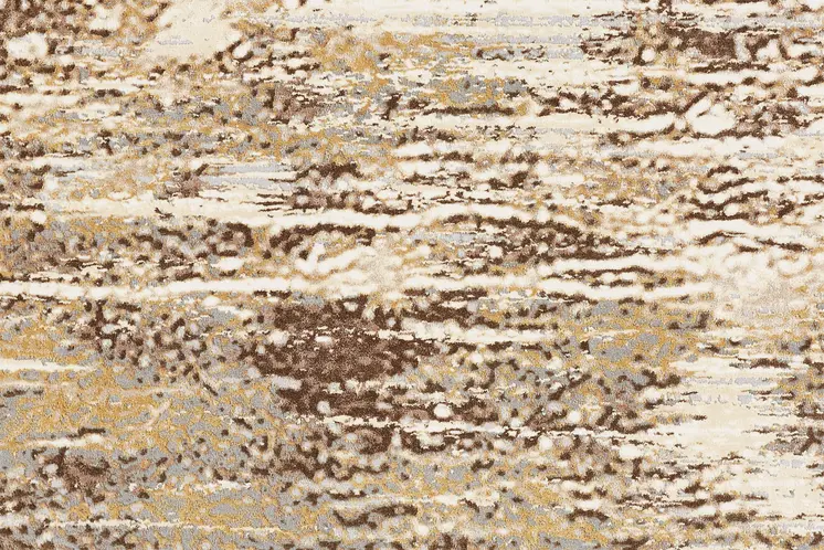 8' Tan and Ivory Abstract Non Skid Round Rug