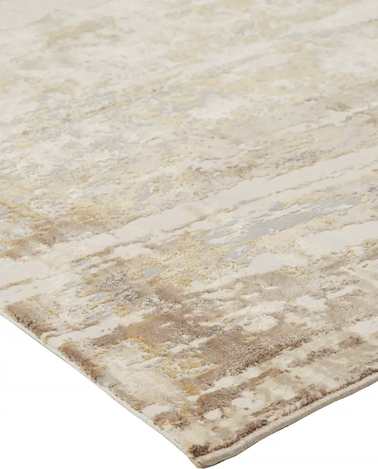 4' X 6' Tan Ivory And Gray Abstract Area Rug