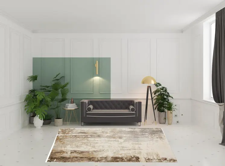 8' X 10' Tan Ivory And Gray Abstract Area Rug