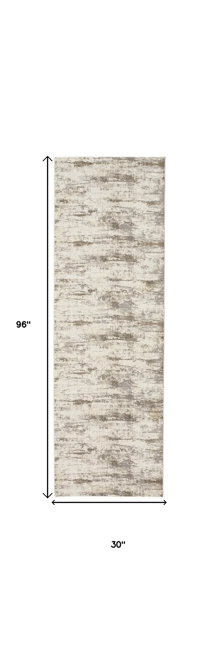 8' Brown and Ivory Abstract Distressed Runner Rug