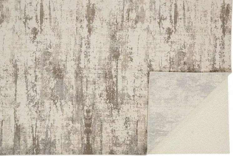 12' X 15' Ivory And Brown Abstract Area Rug