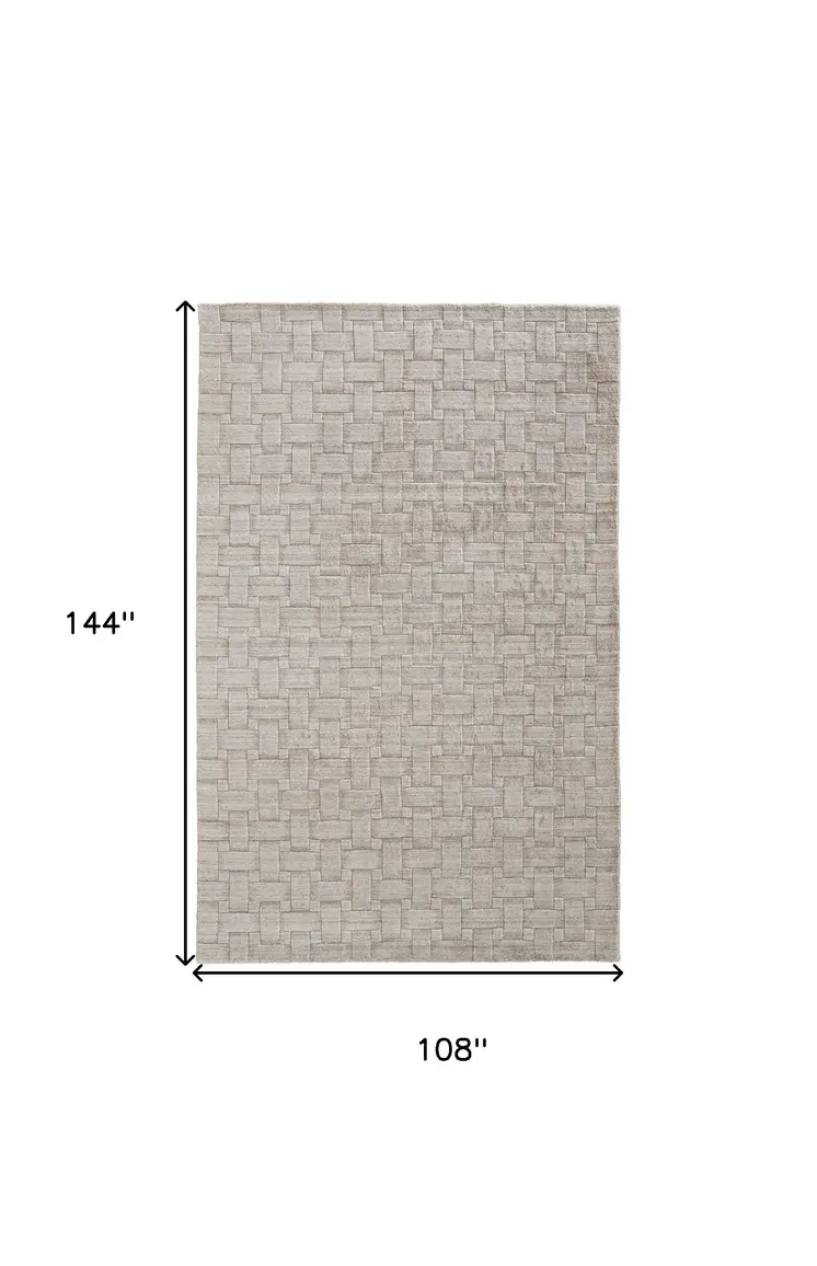 9' X 12' Ivory Striped Hand Woven Area Rug