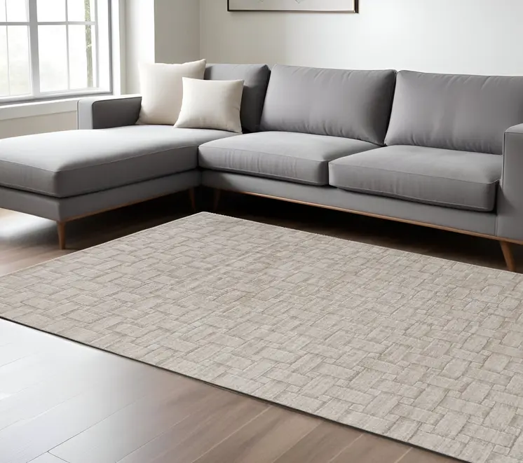 12' X 15' Ivory Striped Hand Woven Area Rug