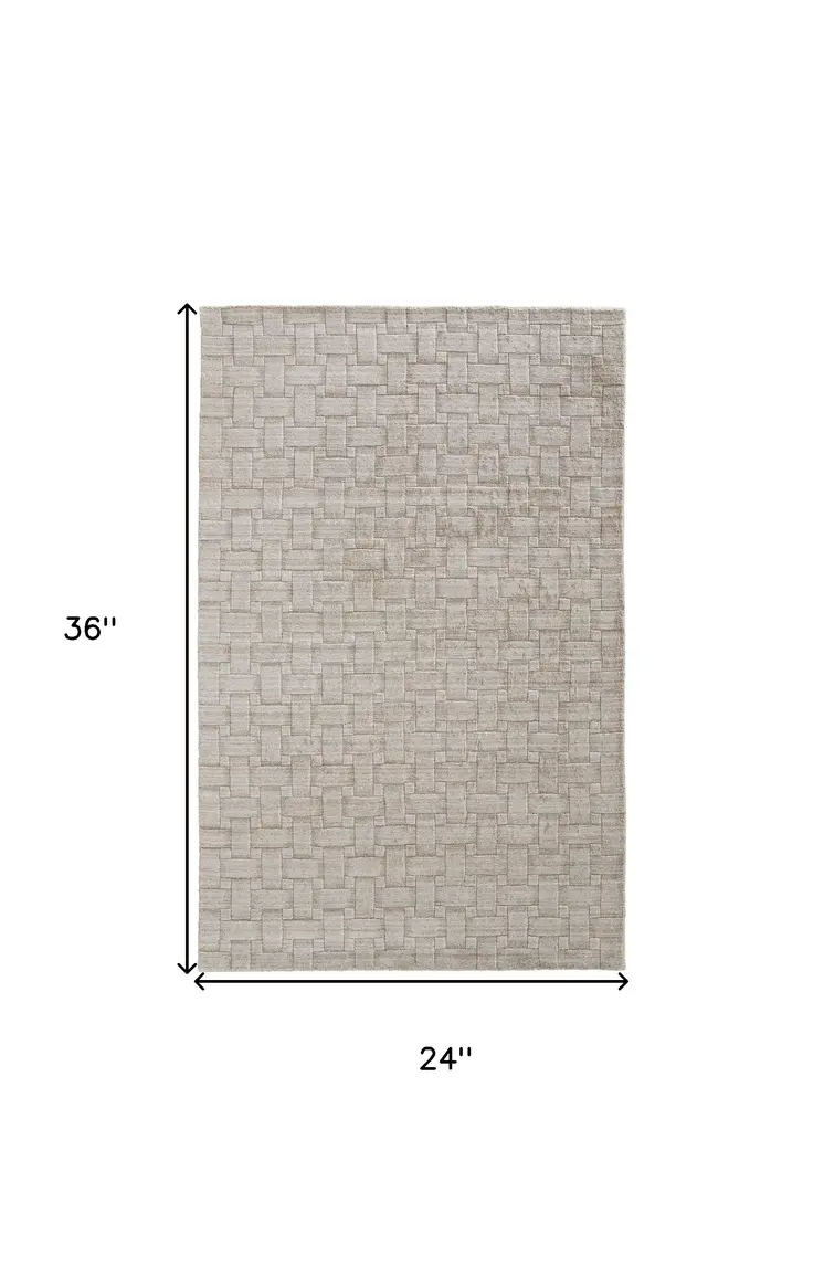 2' X 3' Ivory Striped Hand Woven Area Rug
