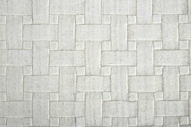 8' X 10' Silver and White Striped Hand Woven Area Rug
