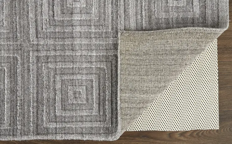 5' X 8' Gray And Silver Striped Hand Woven Area Rug