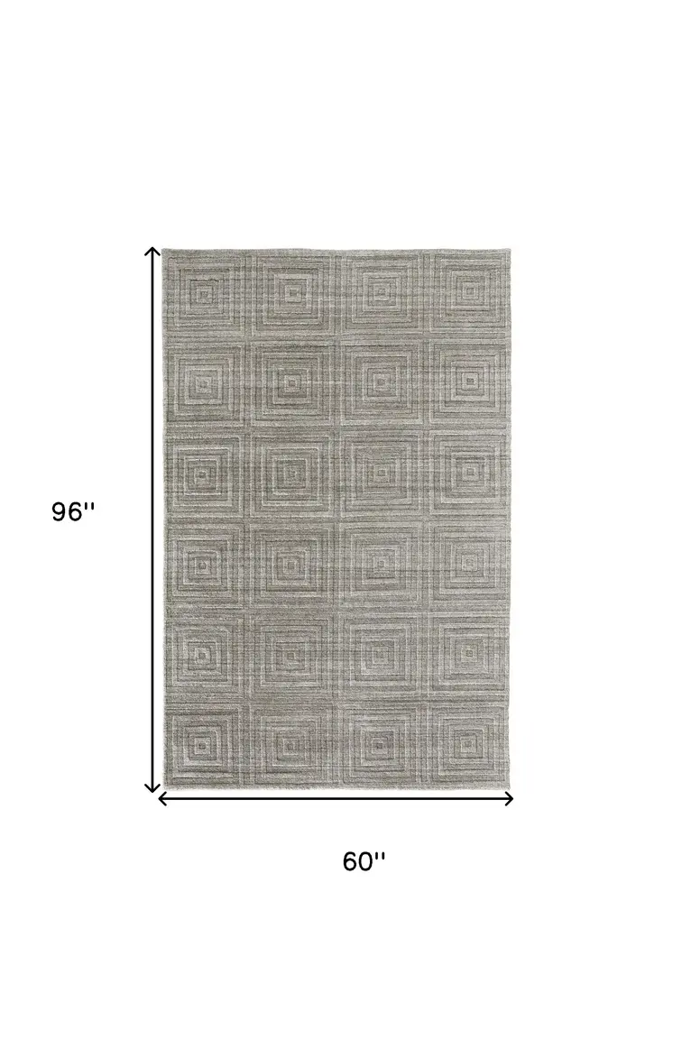5' X 8' Gray And Silver Striped Hand Woven Area Rug