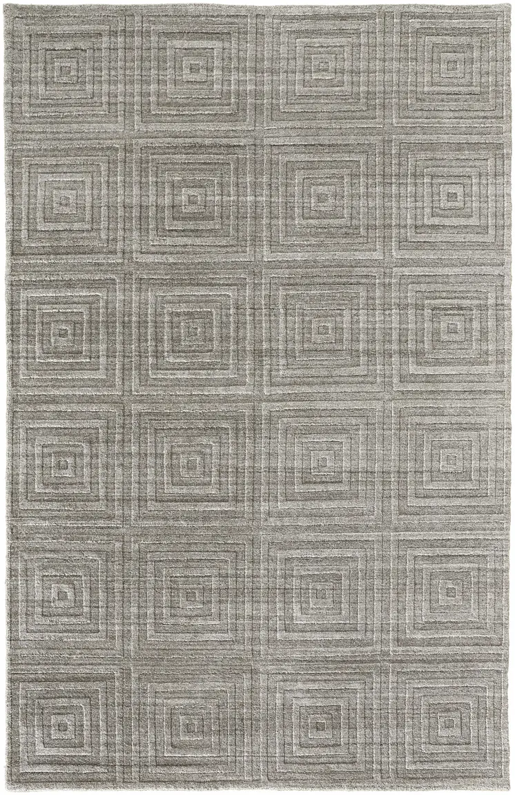 9' X 12' Gray And Silver Striped Hand Woven Area Rug