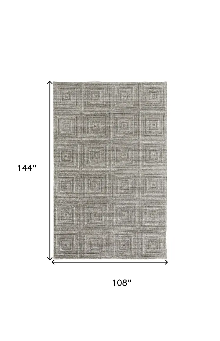 9' X 12' Gray And Silver Striped Hand Woven Area Rug