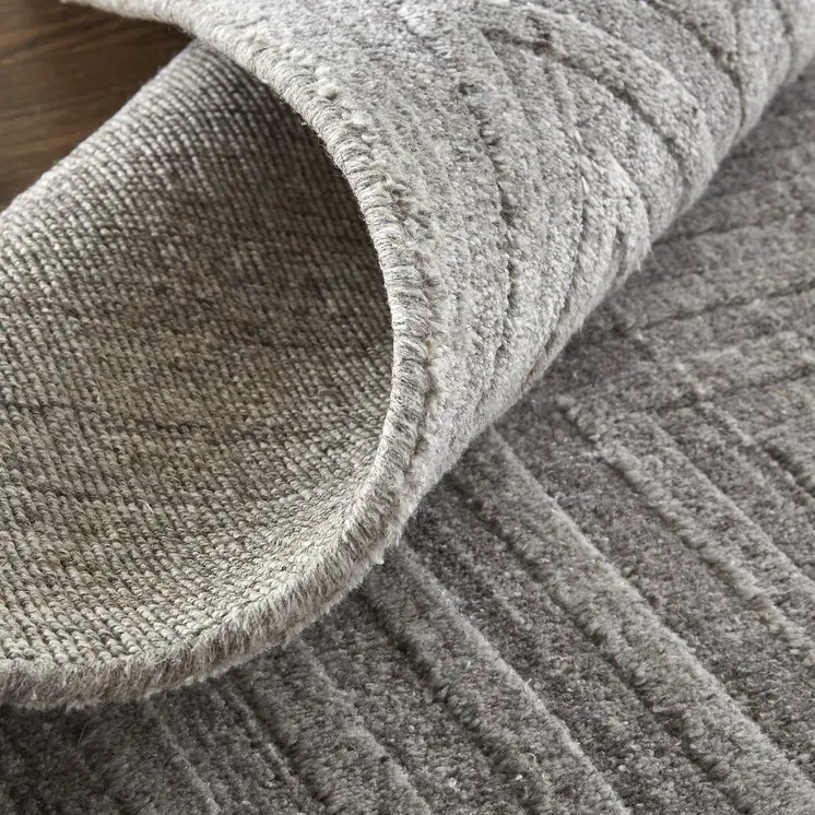 9' X 12' Gray And Silver Striped Hand Woven Area Rug