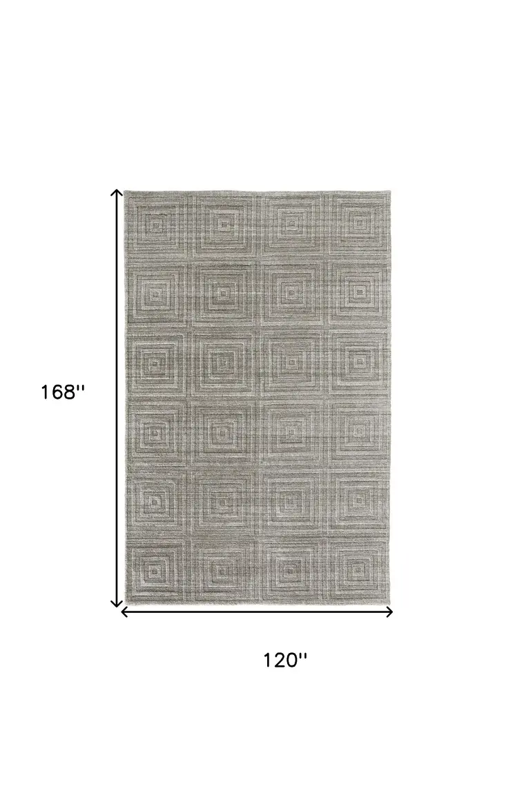 10' X 14' Gray And Silver Striped Hand Woven Area Rug