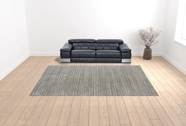 10' X 14' Gray And Silver Striped Hand Woven Area Rug