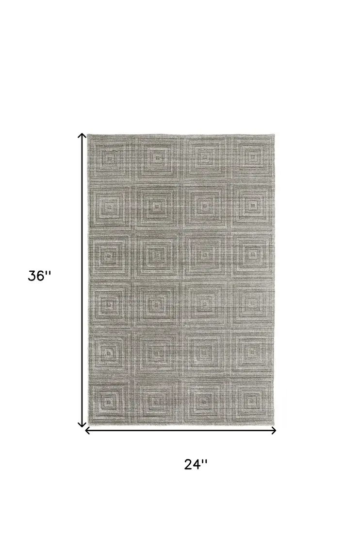 2' X 3' Gray Striped Hand Woven Area Rug