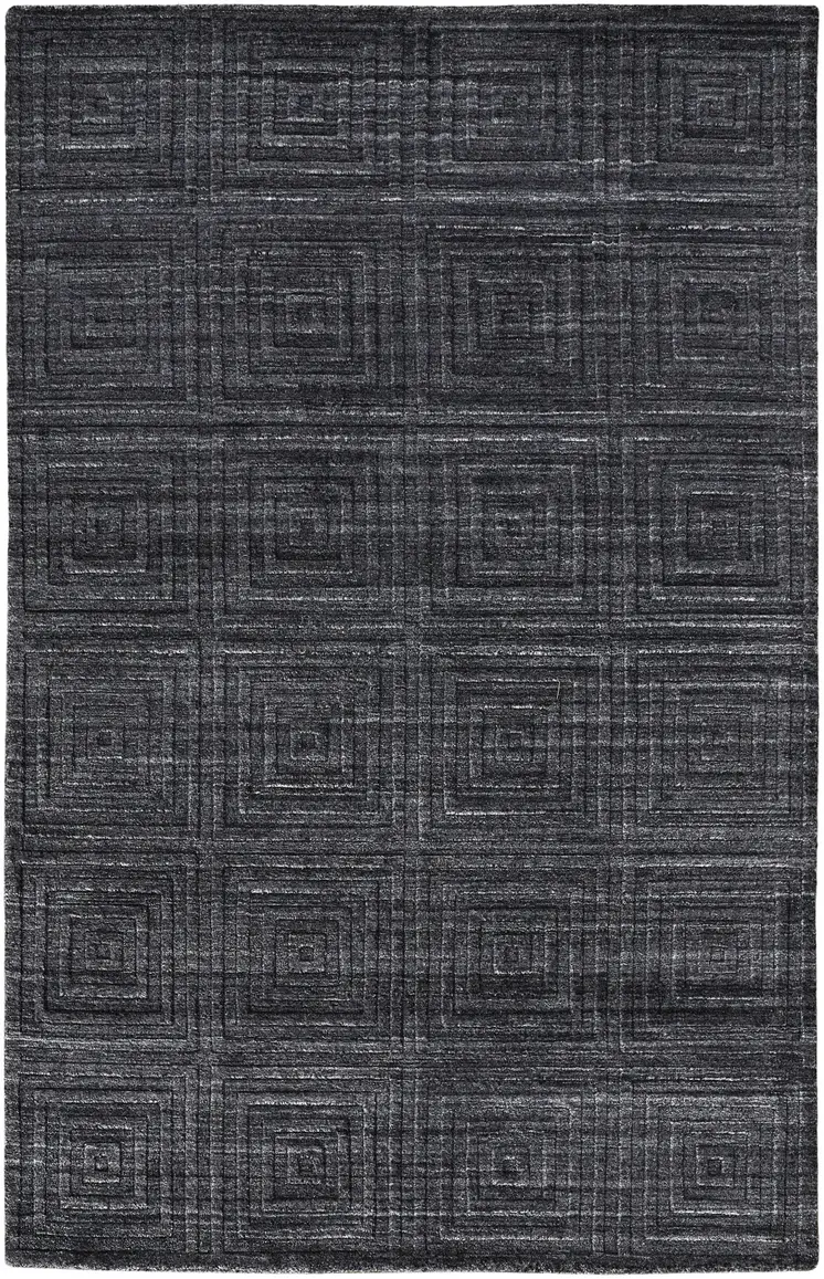 4' X 6' Gray and Black Striped Hand Woven Area Rug