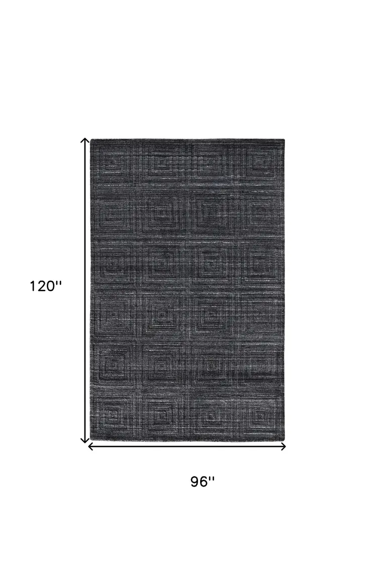 8' X 10' Gray And Black Striped Hand Woven Area Rug