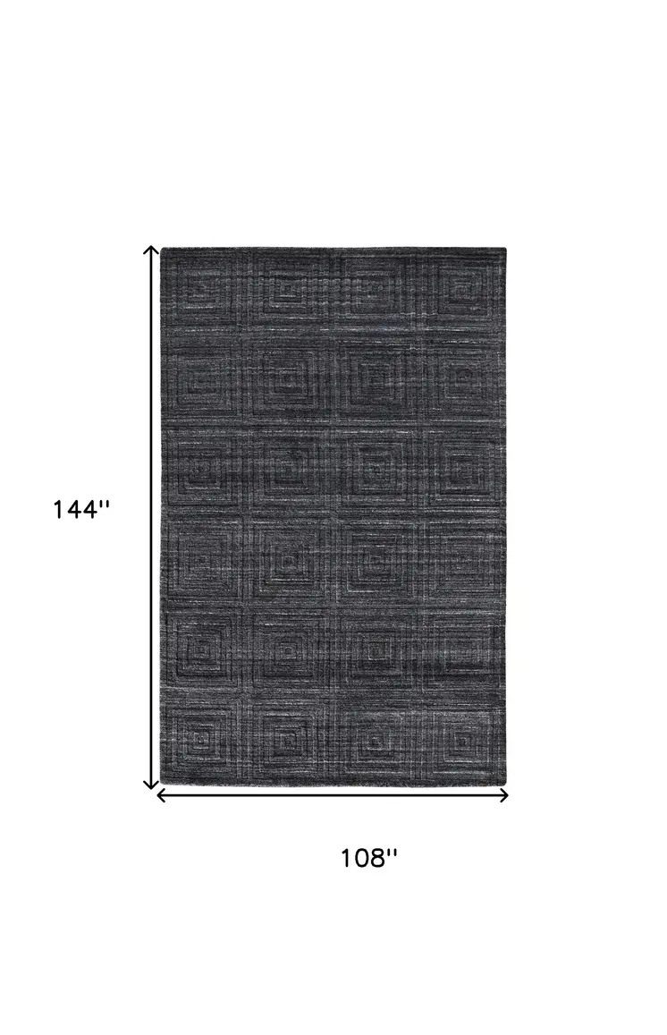 9' X 12' Gray And Black Striped Hand Woven Area Rug