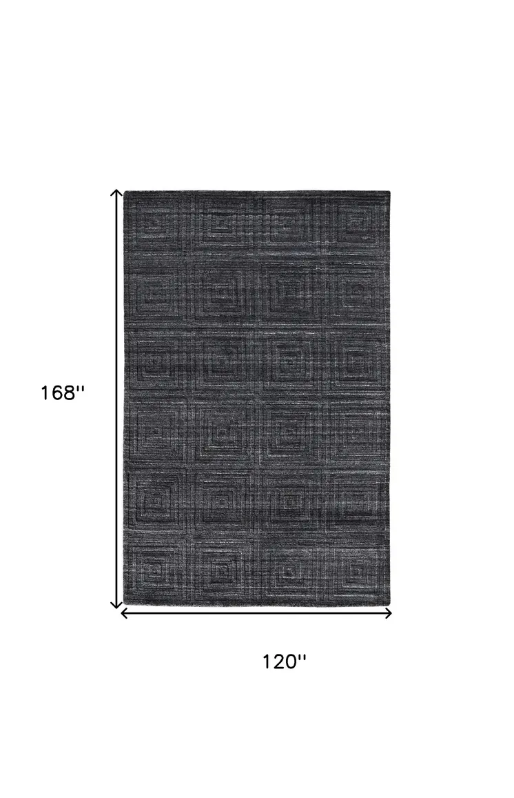 10' X 14' Gray And Black Striped Hand Woven Area Rug