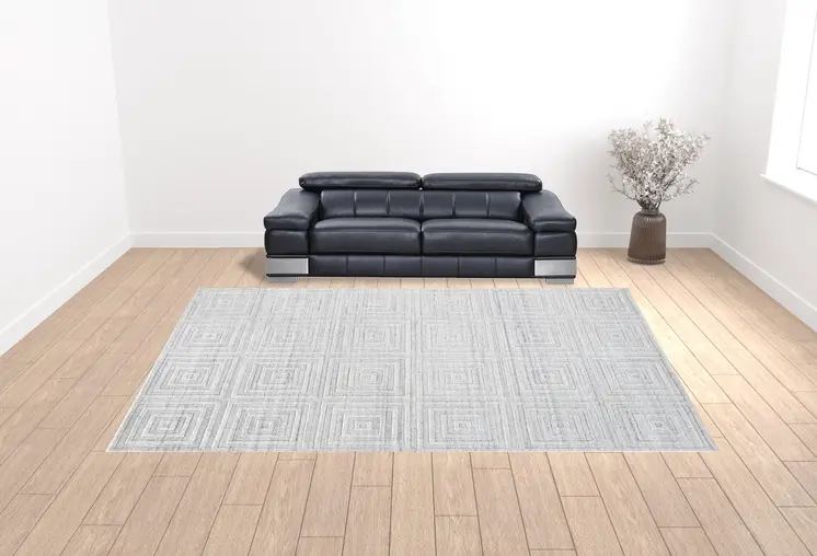 12' X 15' White And Silver Striped Hand Woven Area Rug