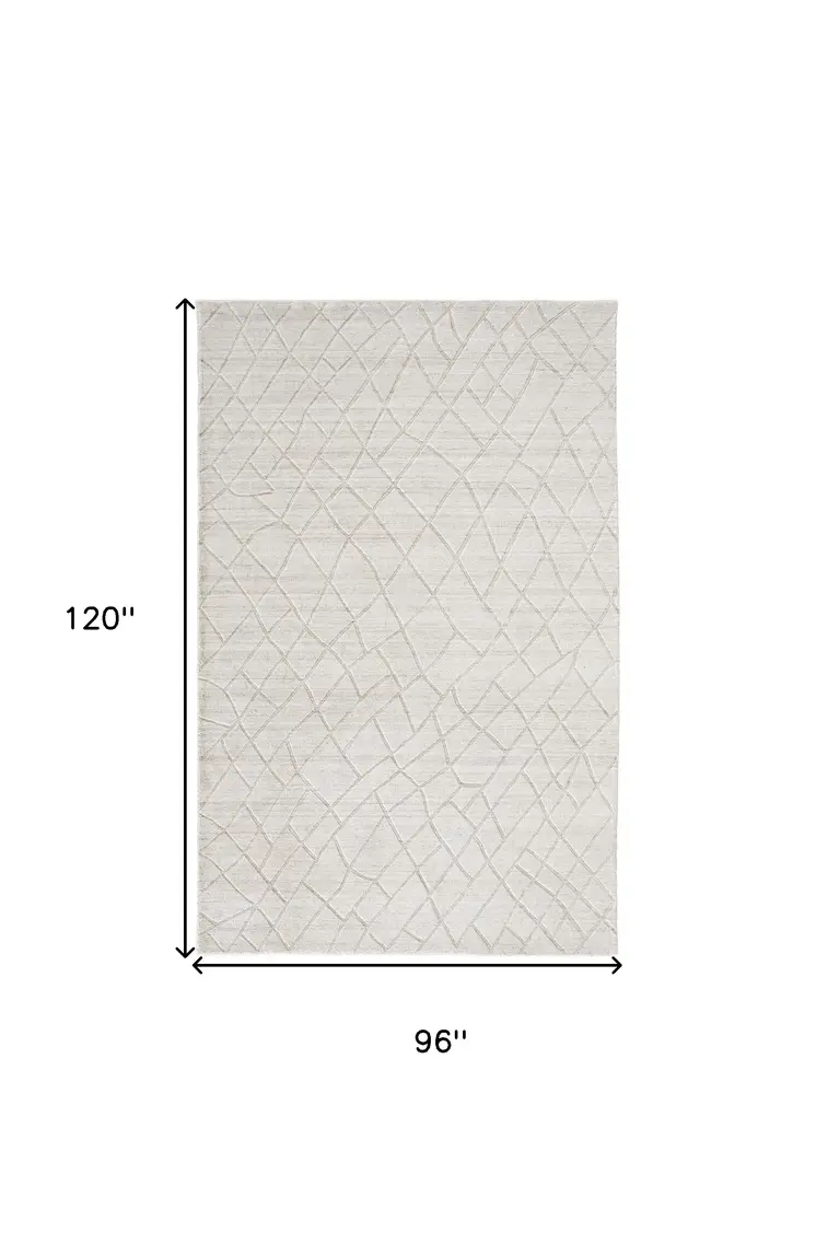 8' X 10' Ivory And Gray Striped Hand Woven Area Rug