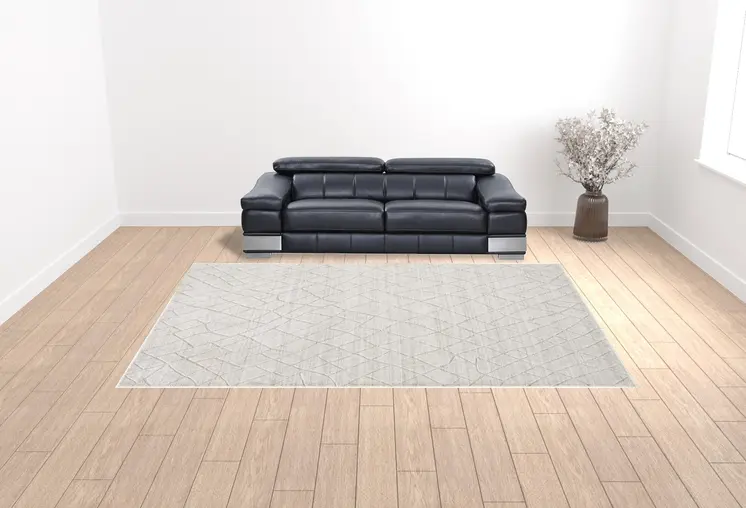 10' X 14' Ivory And Gray Striped Hand Woven Area Rug