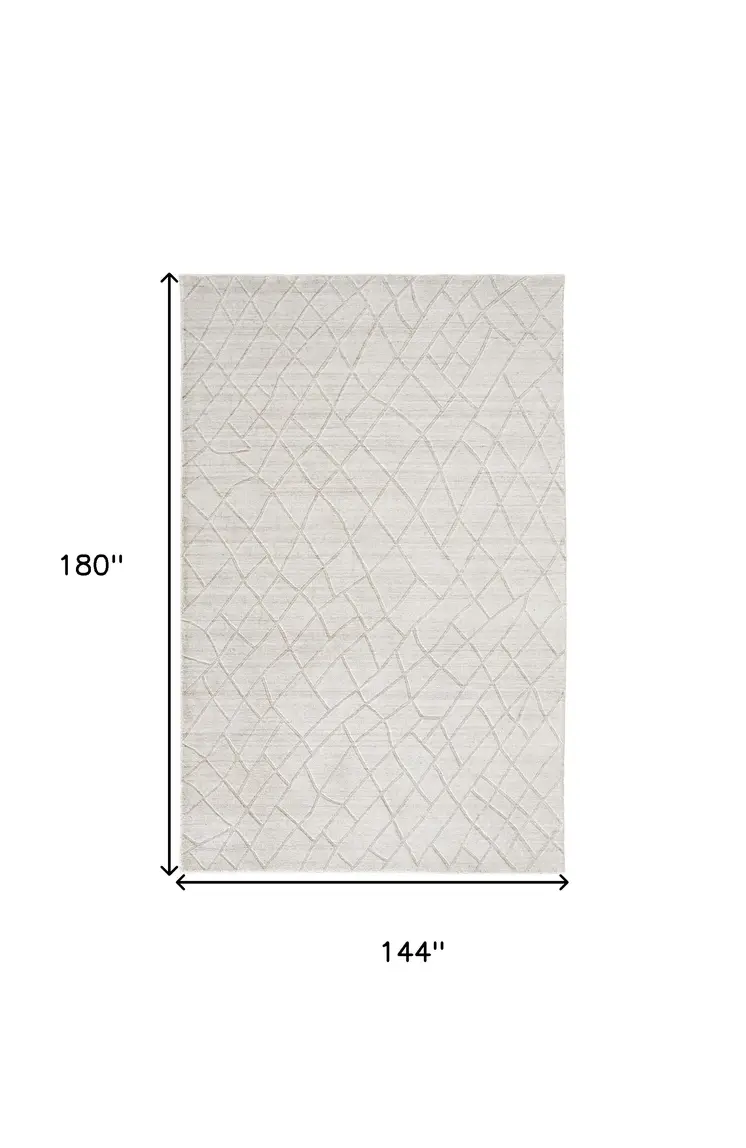 12' X 15' Ivory And Gray Striped Hand Woven Area Rug