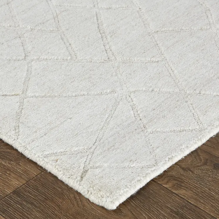 12' X 15' Ivory And Gray Striped Hand Woven Area Rug