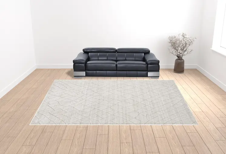 12' X 15' Ivory And Gray Striped Hand Woven Area Rug