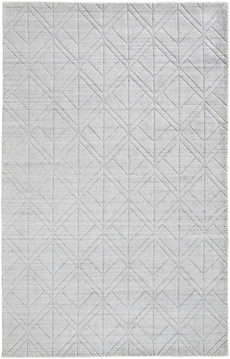 4' X 6' White and Silver Geometric Hand Woven Area Rug