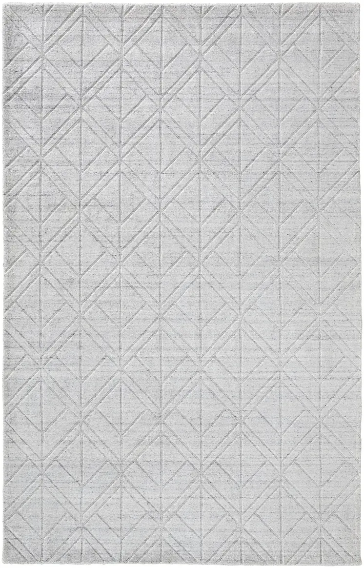 4' X 6' White and Silver Geometric Hand Woven Area Rug