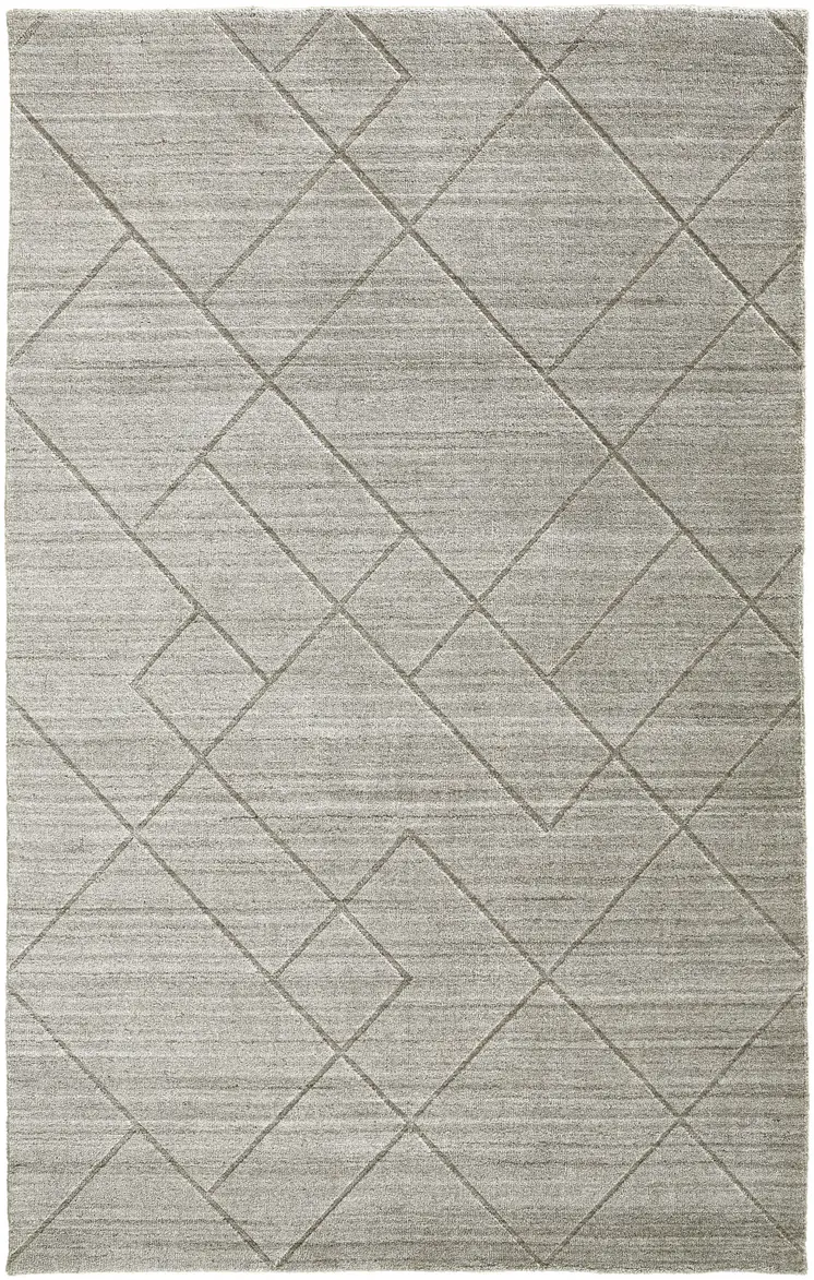 8' X 10' Ivory And Silver Striped Hand Woven Area Rug